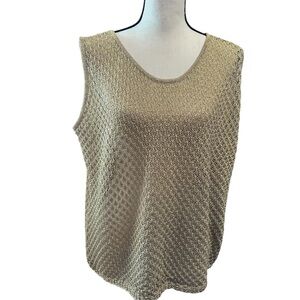 Vintage Christine Philippe Metallic Knit Mesh Gold Sleeveless Tank Top